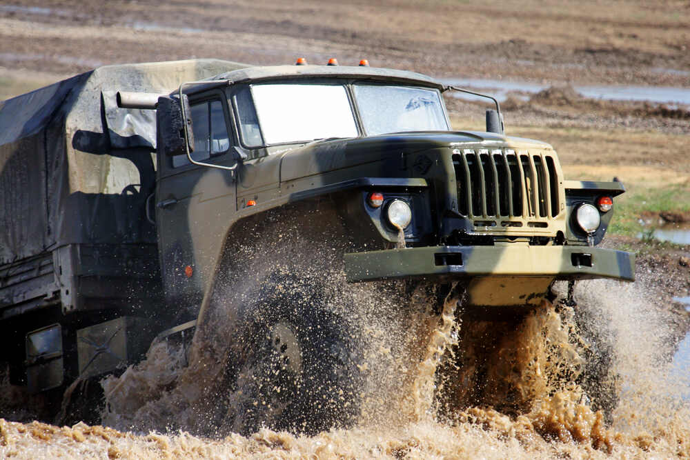 Uniformed Soldier Driving