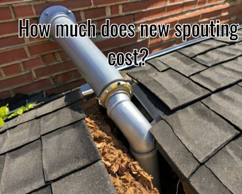 Roof with newly installed downspout.