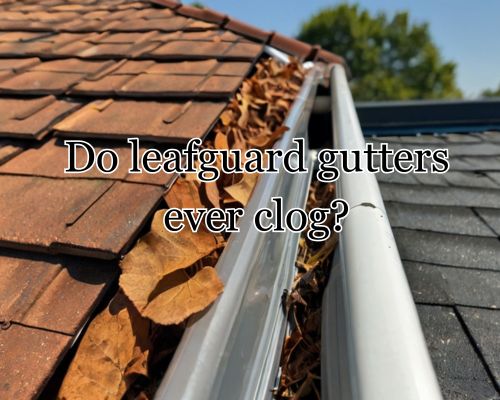 leafguard gutter with stuck leaves