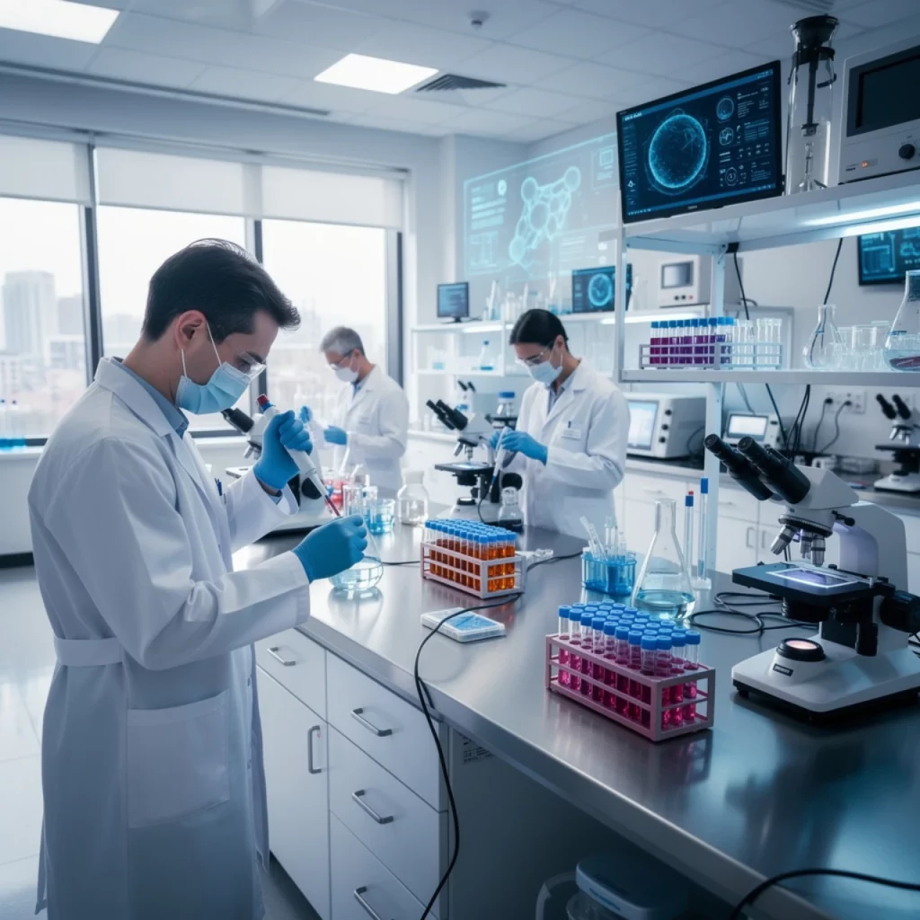 Scientists Handling Peptide Samples