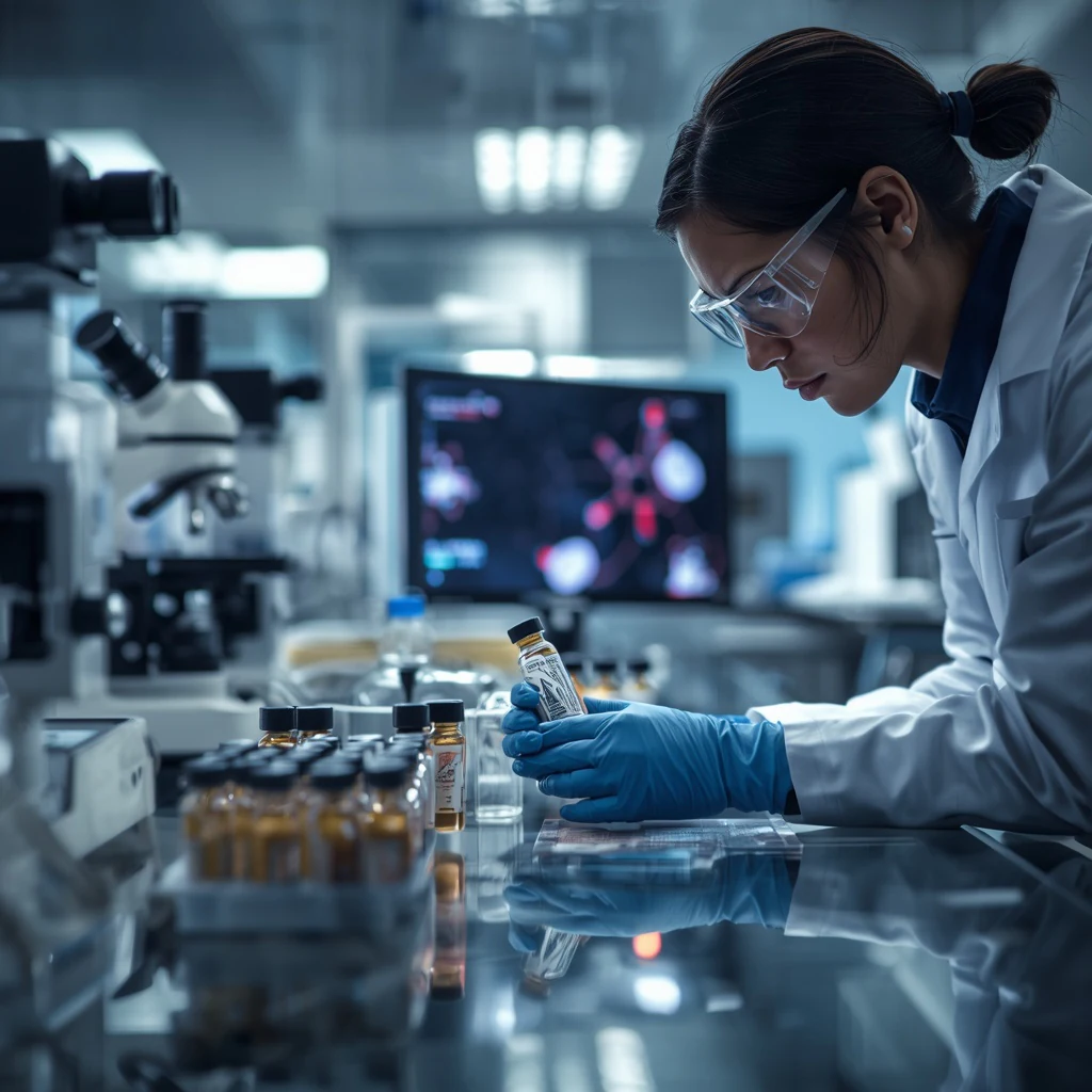 Researcher Examining Research Vial